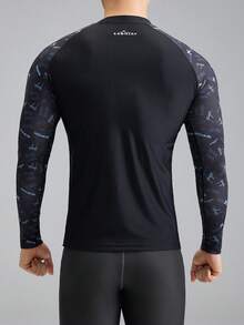 SABOLAY Camiseta de manga larga tipo novio para hombre, camiseta de nado de secado rápido, camiseta para surfear y nadar en el agua - Azul - Ver 6