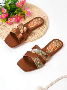 2024 New Fashion Women Casual Slippers Lightweight Non-Slip Flat Sandals  Open Toe Mix Color Roman Slip On Beach Sandals
