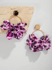 imoli Pendientes largos de leopardo grabado con diamante de imitación 1 par