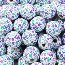 10 pièces/set Perles en bois à fleurs de marguerite de 16 mm, perles florales imprimées de style bohème rustique pour l'été, artisanat DIY, bijoux, guirlandes, création artisanale pour la Saint-Valentin