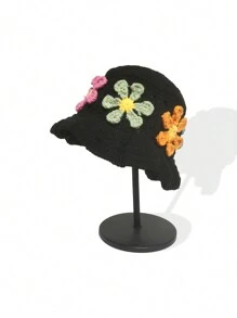 1頂女士手工鉤織空心桶帽，時尚休閒頭飾 - 彩色 - 查看 3