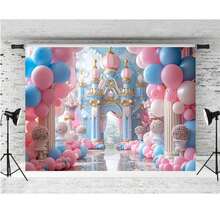 Birthday Party Cake Smash  Portrait Backdrop Photo Studio  Photography Background Dream Castle Sky City Decor - Multicolor - View 5