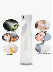 1个200-300毫升连续喷雾瓶，适用于美发、消毒、化妆品、浇花、清洁厨房和浴室，黑白两色透明塑料喷雾瓶，带细雾按压式喷头，瓶身透明，分配器，漱口水分配器，厨房用品，厨房配件，厨房工具 - 噴瓶 - 查看 5