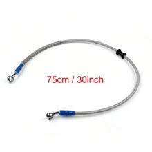 75cm/30" M10 Brake Oil Hose Line Banjo Fit Forting Stainless Steel End - Silver - View 2