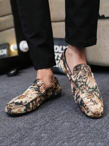 Men's Loafers New Casual Shoes Versatile Moccasins Slip-On Fisherman Shoes Slouchy Shoes Youth Shoes Canvas Flat Boat Shoes Men's Shoes Black Formal Shoes Casual Canvas Shoes (Run Small And Narrow, Please Order One Size Up) - Brown - View 2