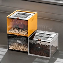 Terrario de acrílico para la cría de arañas, escorpiones y escarabajos con diseño de rosa roja - Negro - Ver 1