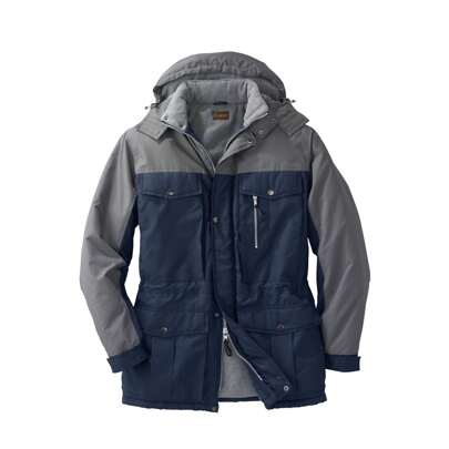 Boulder Creek By KingSize Men's Big  Tall Fleece-Lined Parka With Detachable Hood And 6 Pockets