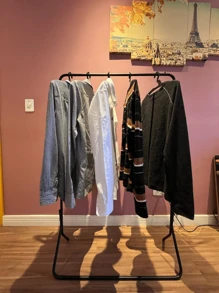 Arara De Roupa Simples Desmontável Para Roupas - Preto - Visão 1