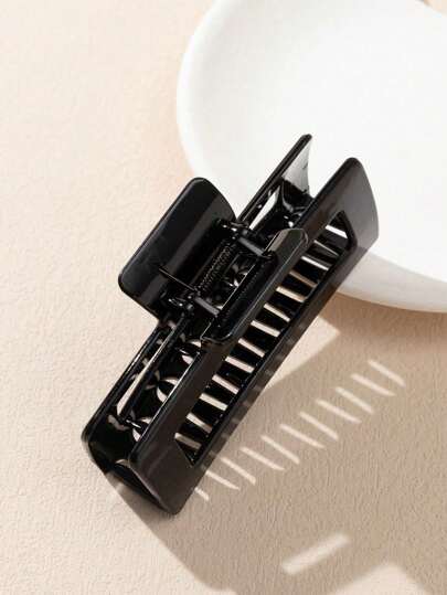 1pc Simple Glossy Black Square Hair Claw Clip, Large Square Shaped Hair Accessories For Women Hair Clips Hair Jaw Clip Hair Clamps Hair Clutch Hair Catcher Clip, Casual Fall Winter For Vacation Outfits Woman