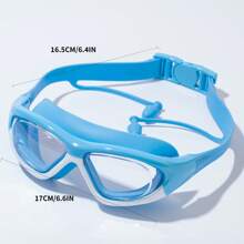 3pcs/Set (Swimming Goggles + Nose Clip + Earplugs) New Children Swimming Goggles, High Definition, Anti-Fog, Waterproof, Cartoon Design, Suitable For Diving, Professional Set, 1-12 Years Old - Blue - View 5