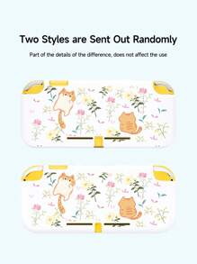 1 witte TPU beschermhoes met tabbykat en bloemenpatroon, wordt geleverd met 2 willekeurige joystickdoppen, compatibel met Switch2/Switch/OLED/Lite, nieuwe Switch2 (2025) bevat geen joystickdoppen