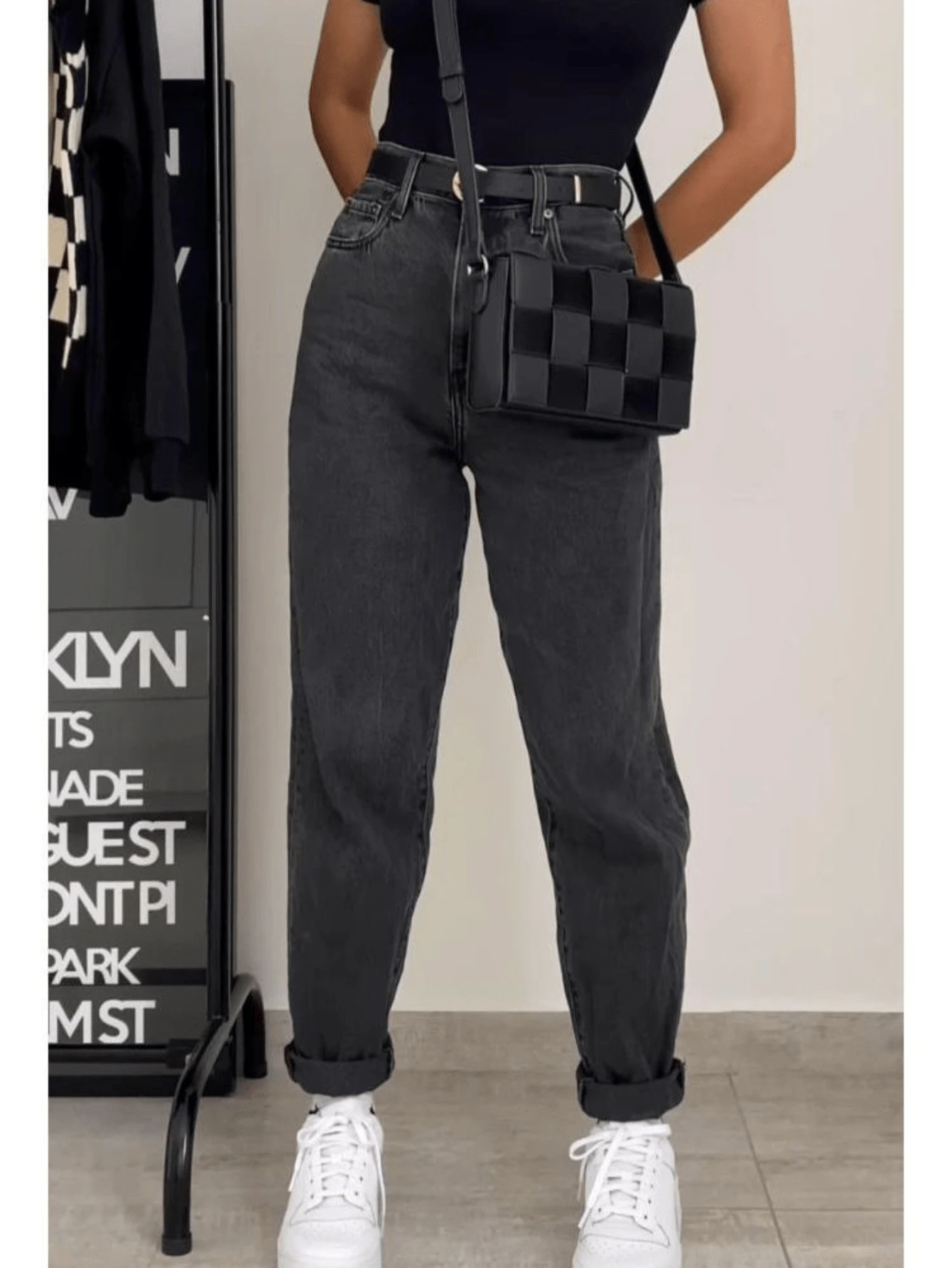 Women Jeans - 灰色 - 查看 1