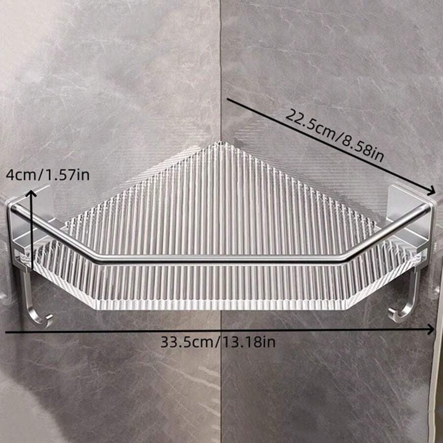 1pc Bathroom Storage Rack, Acrylic Gray Triangular Corner Shelf, Toilet