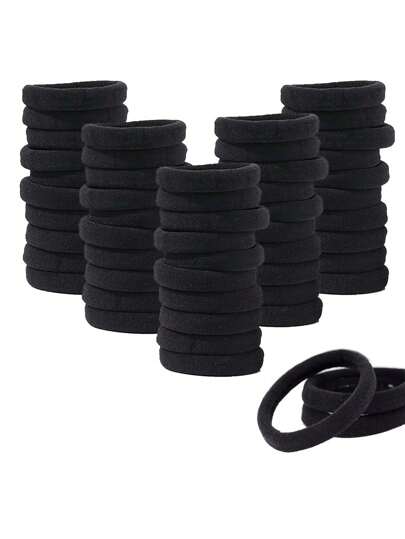 50 قطعة/عبوة رباطات شعر نسائية بسيطة عالية المرونة لاستخدام يومي، حاملات ذيل الحصان الأساسية، أربطة مطاطية للشعر، حبال شعر، كرات شعر، ملحقات ملابس الرياضة والجيم