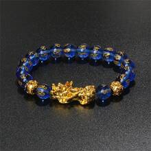 Pulsera Pi Xiu que cambia de color de 1 pieza para mujeres Bracelets Feng Shui Wealth Pi Yao Obsidian para hombres de 10 mm Dragon Mantra bead Bangle Joyería de la suerte Pixiu de 10 mm Feng Shui Beads para hombres, Pulsera de cuentas de amuleto tallada a mano de dragón Pi Yao de 19cm-7.5inch para mujeres, joyería de riqueza