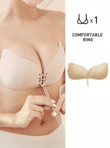 1pc Drawstring Adhesive Cleavage Enhancing Chest Tape, Lift And Support Bra For Wedding Dress & Formal Gowns, Strapless Silicone Bra Pasties
