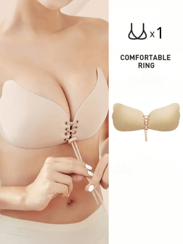 1pc Drawstring Adhesive Cleavage Enhancing Chest Tape, Lift And Support Bra For Wedding Dress & Formal Gowns, Strapless Silicone Bra Pasties