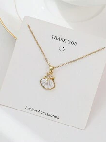 1個不鏽鋼時尚壁龕設計海星貝殼吊墜，鋯石細節鈦鋼項鍊 - 海星 - 查看 4