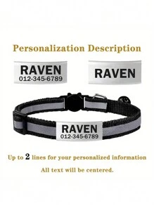 1 pieza Collar reflectante ajustable personalizado para mascotas con hebilla a prueba de ahogo y campana con diseño de dibujos animados, adecuado para gatos hembra o macho de hasta 5 kg para uso diario - Amarillo - Ver 2