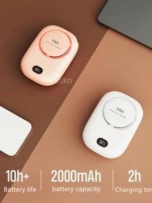 ViSSKO 1 pezzo Mini ventilatore portatile ricaricabile USB da 2000mAh, 3 livelli di velocità del vento, design compatto e piccolo per uso all''aperto, può essere appeso al collo, alla vita o posizionato sulla scrivania