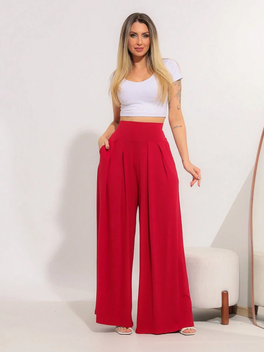 Women Pants - Red - View 1