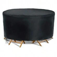 1pc Round Patio Furniture Covers, Waterproof Outdoor Furniture Set Covers For Patio Table & 4 Chairs Set Garden Round Table Dining Cover, Women's Day, Travel Essentials, Wedding Favors, Y2k, Bedroom, Car Accessories Women, Kitchen Decor, Kitchen Decor, Household Items - Black - View 5