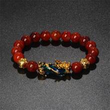 Pulsera Pi Xiu que cambia de color de 1 pieza para mujeres Bracelets Feng Shui Wealth Pi Yao Obsidian para hombres de 10 mm Dragon Mantra bead Bangle Joyería de la suerte Pixiu de 10 mm Feng Shui Beads para hombres, Pulsera de cuentas de amuleto tallada a mano de dragón Pi Yao de 19cm-7.5inch para mujeres, joyería de riqueza