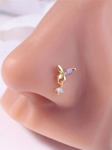 KARYOKO 1 pièce Clou de nez pendant Pourpre CZ Joli design papillon Boucles d'oreilles pendantes pour le nez pour femmes et filles Cadeau Bijoux de piercing de nez or et argent
