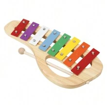 Portable Eight-Tone Handheld Xylophone Small Bell Piano Percussion Instrument, Wooden Toys - Wood Color - View 8