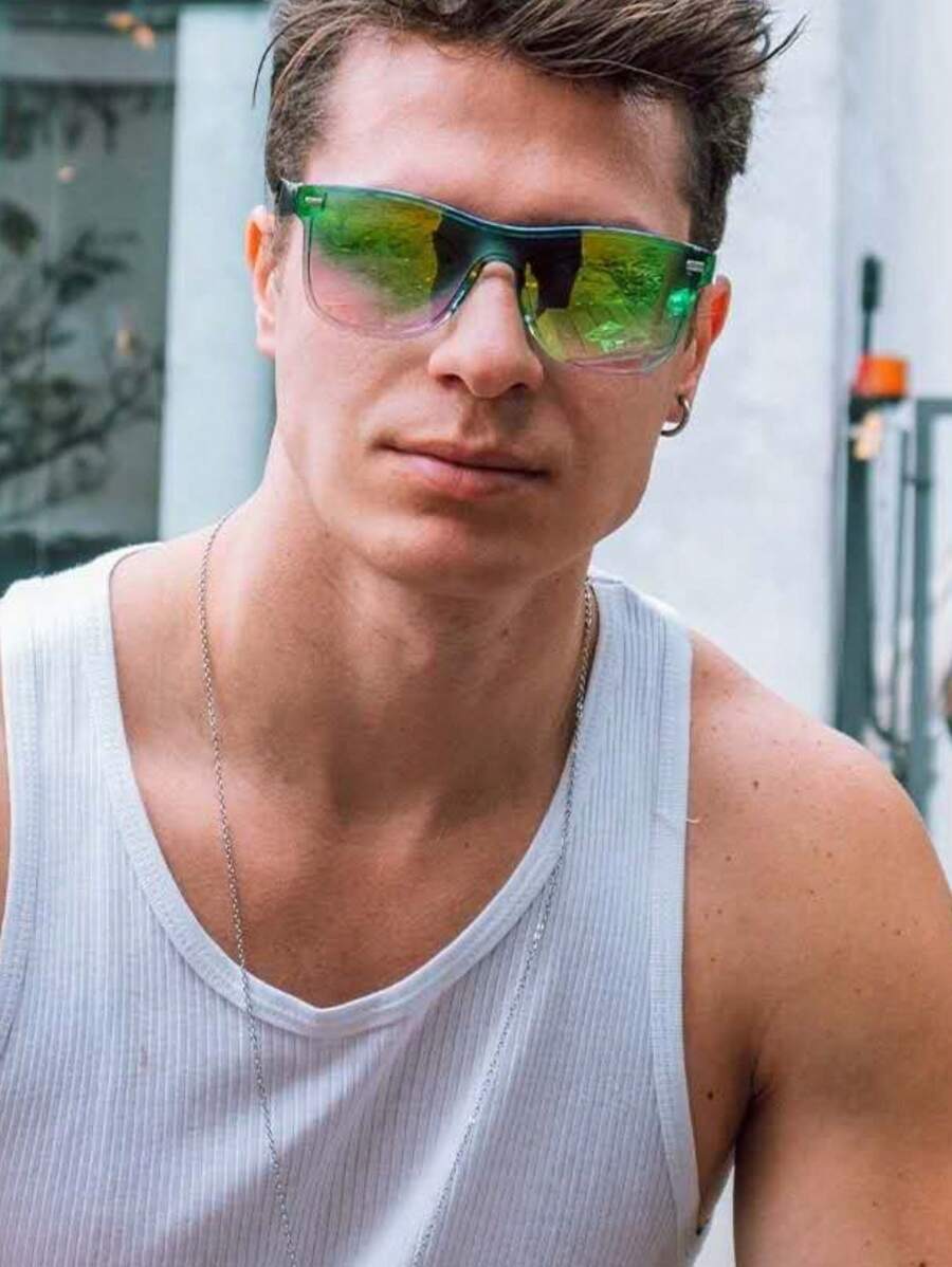 Men Fashion Glasses For Summer Sunprotection Outdoor Perfect For Friend As A Gift Boho - Hijau - View 1