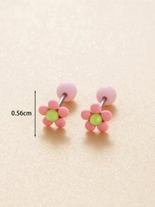 1 Cặp Khuyên Tai Dát Đá Cubic Zirconia Hình Hoa Cúc Dễ Thương Và Đơn Giản Để Xỏ Sụn, Được Làm Bằng Thép Không Gỉ - Bạc - Xem 3