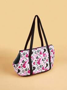 1 pieza Bolsa portadora para mascota con estampado de corazón - Multicolor - Ver 2