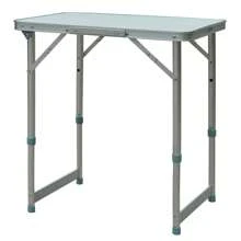 Outsunny Table Pliante Table de Camping Table de Jardin Hauteur réglable Aluminium MDF Blanc - Blanc - Voir 4