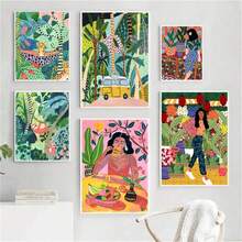 1 Máy Tính Nhiệt Đới Nhiều Màu Sắc Cô Gái Xe Hoa Koala Da Báo Canvas Nghệ Thuật Treo Tường Áp Phích Và In Cho Trang Trí Treo Tường Phòng Khách, unframed - Nhiều màu - Xem 2