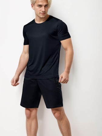 Boyfriend Style Men Quick-Dry Breathable Loose Fitness Running Short Sleeve Solid Color Sports T-Shirt