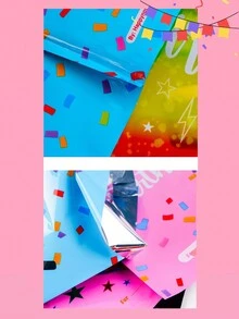Birthday Gift Bag Set (10-Pack): With Confetti And Stars Graphics In 4 Color Options - Perfect For Birthdays, Pet Parties, And Beyond! - Multicolor - View 9