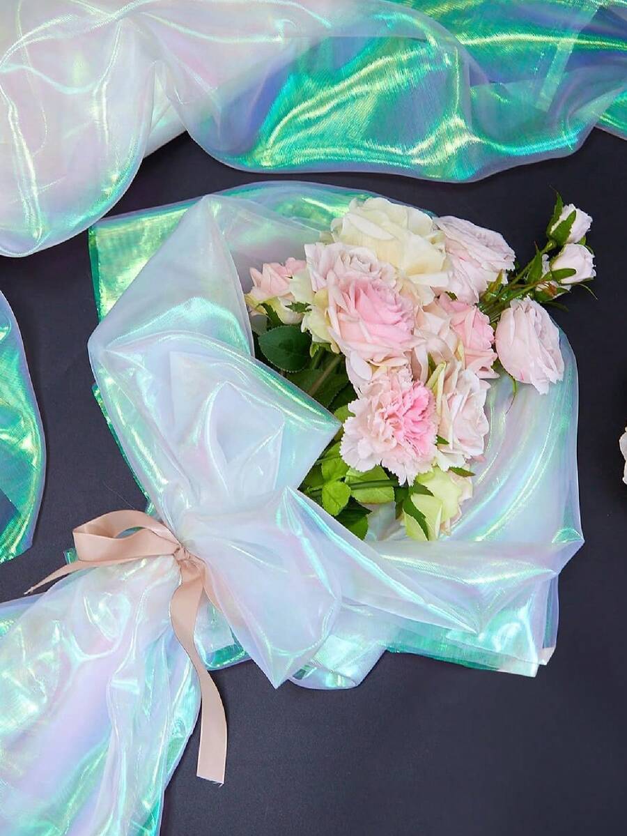 1 Máy Tính 30ft Trong Suốt Vải Organza Với Cầu Vồng Ánh Kim Lấp Lánh Cho May Vá, May Mặc, Màn, Đám Cưới, trang Trí Tiệc - trắng - Xem 1