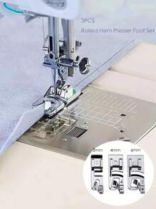 3入組3/4/6mm精密捲曲和刺繡壓腳 - 耐用銀灰色，適用於大多數縫紉機，增強創造力 - 銀色 - 查看 1