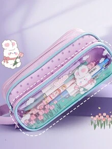 3-Layer Transparent Exam-Specific Student Pencil Case High Capacity Stationery Pouch, 2024 New Arrival Unisex INS Style Pencil Case - Multicolor - View 7