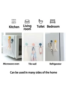 12pcs Random Color Self-Adhesive Hooks: Waterproof & Oil-Proof Wall Hangers Without Nails - Perfect For Hanging In Office, Bathroom & Kitchen! Storage