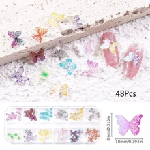 48pcs Mini Acrylic 3D  Butterfly Nail Art Decorations, Fresh Style DIY Nail Decorations - Multicolor - View 8