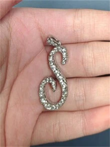 1pc Cubic Zirconia Letter Pendant Necklace