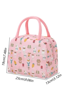New Fashion Large Capacity Pink Handbag, Cute Cartoon Animal Print Tote Bag - Pink - View 6