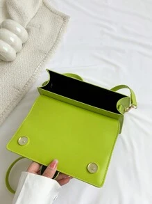 Fashionable Minimalist Shoulder Bag For Women, Simple And Stylish Small Square Bag In Solid Color - Green - View 5