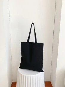 1件客製化帆布托特包，可折疊輕便休閒購物袋，個性化紀念品，派對裝飾，獨特極簡時尚可折疊購物手提包，情人節、萬聖節、聖誕節、生日、新年禮物，送給家人和朋友的最佳禮物 - 黑色 - 查看 3