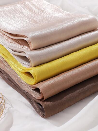 Elegant 1pc Women Solid Sparkling Shimmering Silk Chiffon Daily Headscarf Beach Shawl Sunscreen Scarf Hijabs Accessories Women