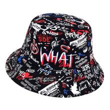 1pc Men's 'WHAT' Graffiti Bucket Hat, Fashionable Bucket Hat For Casual Wear, Spring/Autumn, Beach And Party Men's Sun Hat Summer Hat, Suitable For Summer Outdoor Activities Such As Hiking And Fishing