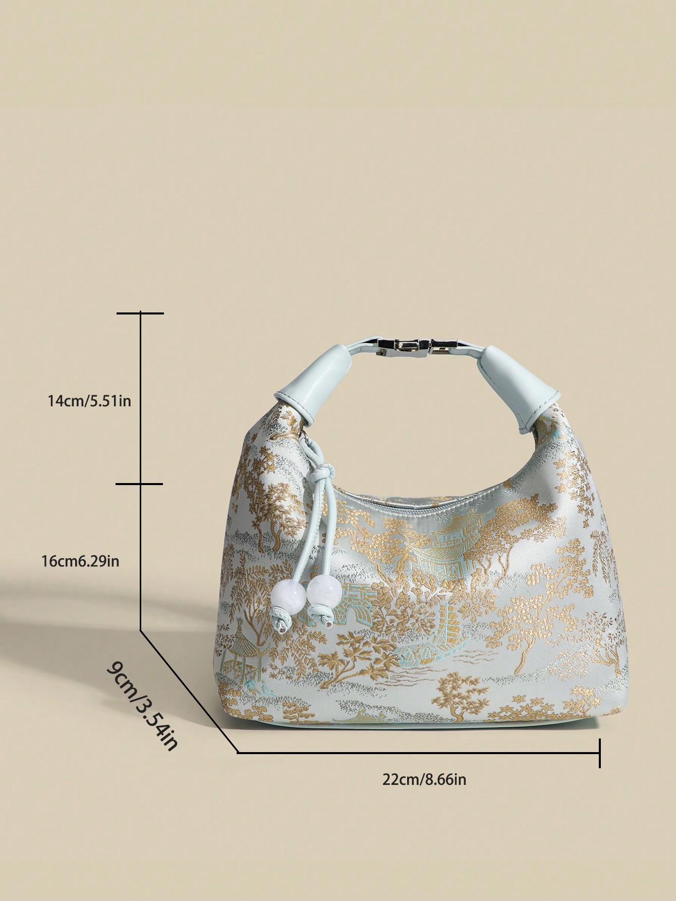 حقيبة يد نسائية من نايلون صلب بنمط تطريز صيني – مح...