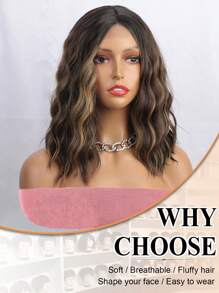 14 Inch Synthetic Curly Wavy Short Wig Natural Looking Synthetic Heat Resistant Fiber Wig  Synthetic Middle Part Short Bob Wavy Curly Wig Shoulder Length For Daily Party Use