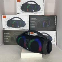 Bocina portátil inalámbrica, diseño compacto y moderno, resistente a salpicaduras de agua. Cuenta con botones de control integrados, conexión Bluetooth y hasta 5 horas de reproducción continua, ideal para usar en interiores o exteriores. - Negro - Ver 2